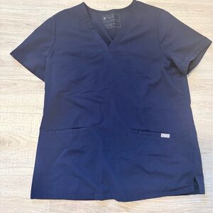 FIGS Navy V-Neck Scrub Top with Utility Pockets